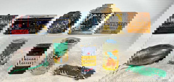 Nine Tin Still Banks & One Alloy Race Car