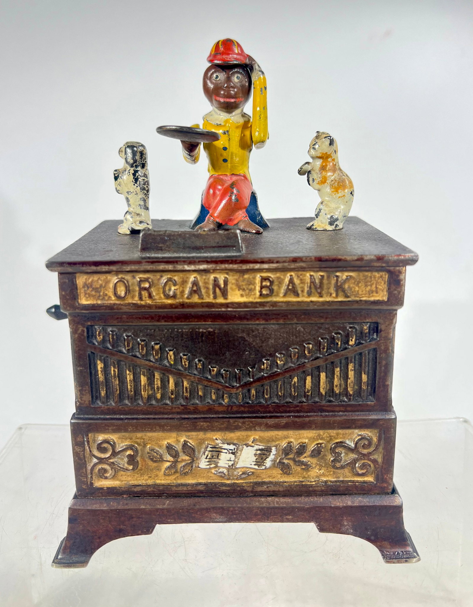 Organ Bank Cat & Dog: Kyser & Rex Philadelphia 1882 - 7 1/2" T x 6" W x 4" D"