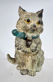 Spelter Cat with Bow Bank