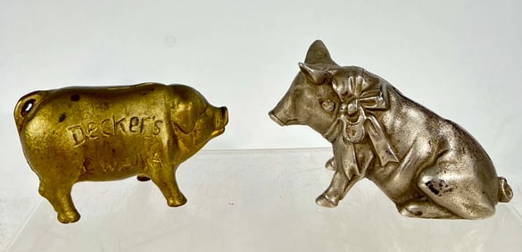 Two Cast Iron Pig Banks