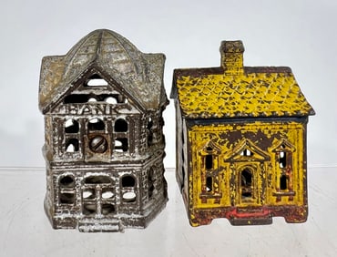 Pair of Cast Iron Building Banks