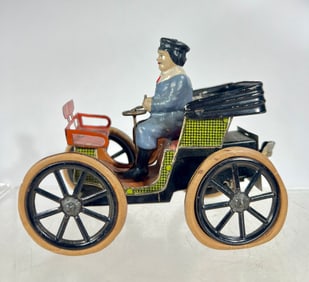 Tin Windup Open Horseless Carriage With Rubber Tires