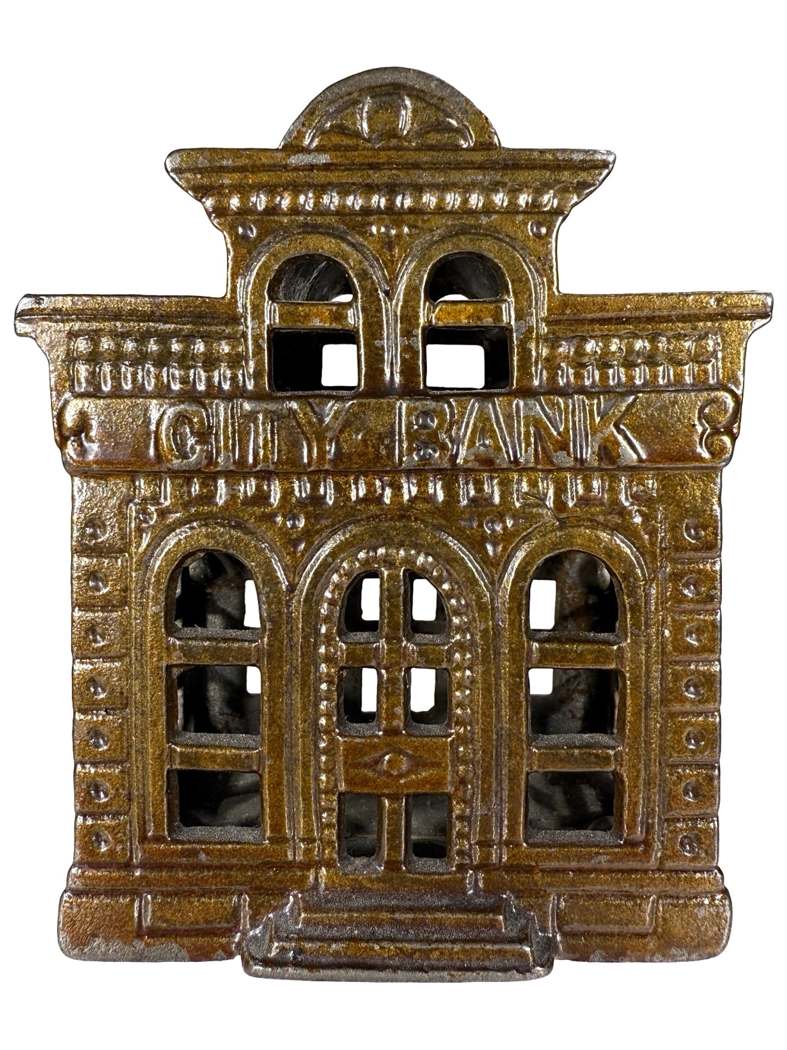 City Bank with Directors Room: By Chamberlain and Hill Company. Great Britain - Ca. 1902. 4 1/8" Tall.