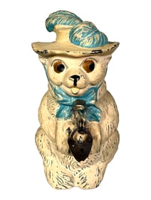 Bear with Feathered Hat Spelter Bank - Scarce