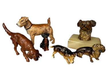 Six Lead Dog Paperweights