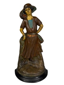 Woman with Hat and Ruffled Dress Doorstop