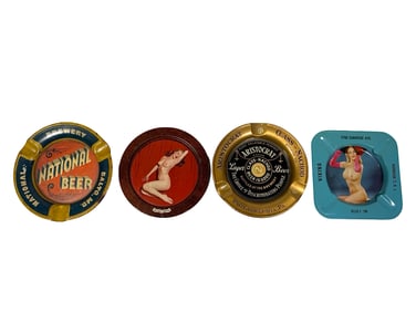 Three Tin Ashtrays & Tip Trays