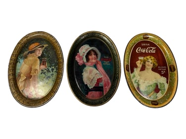 Three Coca-Cola Tin Tip Trays