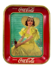 Coca-Cola Tin Tray Gibson Girl with Yellow Dress
