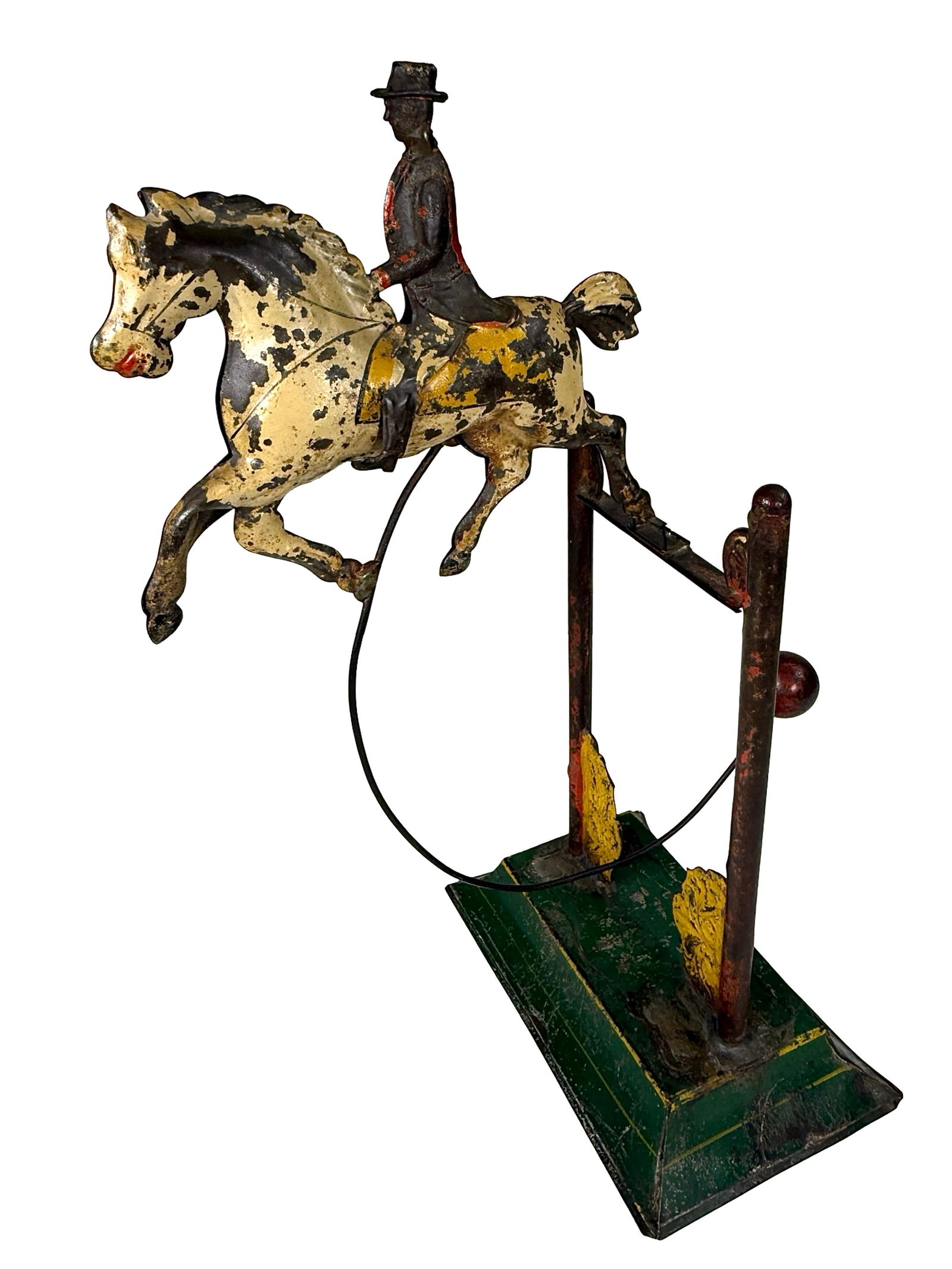 Equestrian Balance Toy: Made by Hull & Stafford Company. Clinton, Ct. - Ca. 1875 - 17" Tall.