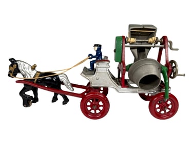 Rare Horse Drawn Jaeger Cement Mixer Iron Toy