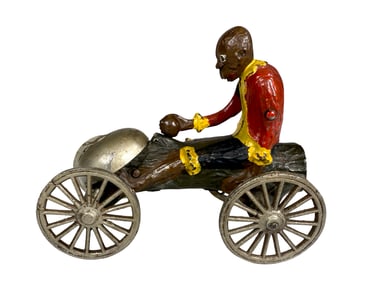 Monkey Riding Log Bell Ringer Iron Toy