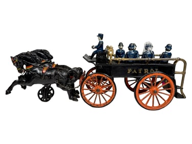 Rare Police Patrol Vehicle Iron Toy with Black Rubber Tires
