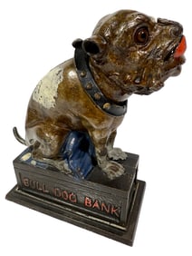 Bulldog Blue Blanket - Cast Iron Mechanical Bank