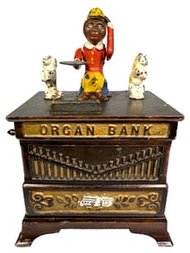 Organ Bank - Cat & Dog - Cast Iron Mechanical Bank