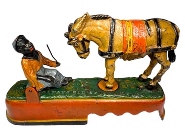I Spise a Mule, Bench - Cast Iron Mechanical Bank