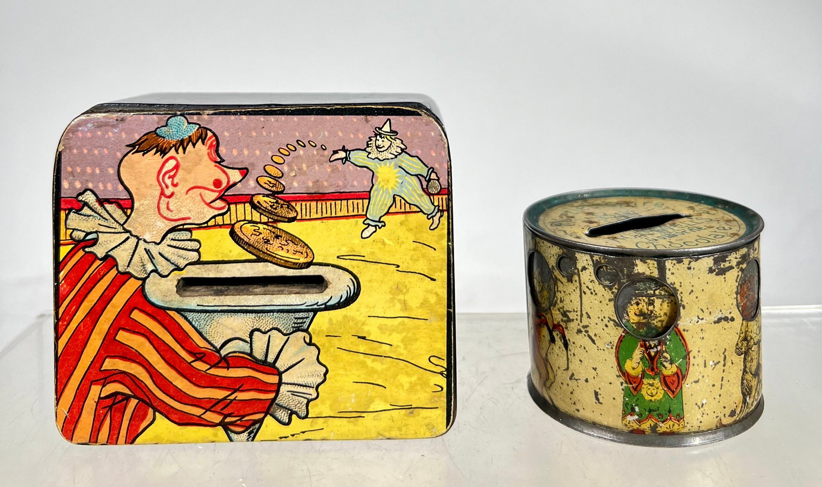 Wood/Tin Still Banks: German 1920/30s - 1 ¾”/ 2” T