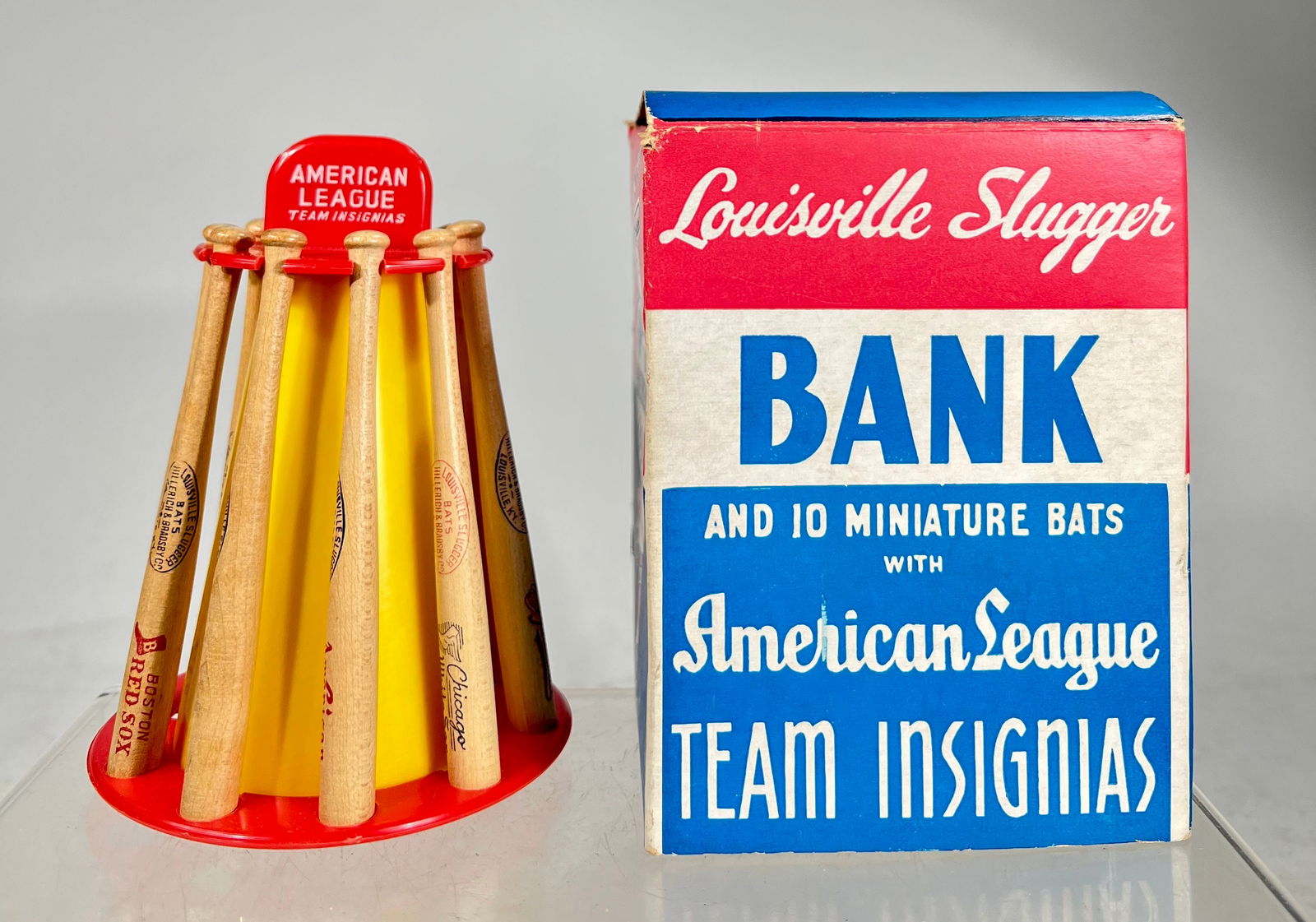 The Louisville Slugger Plastic/ Wood Still Bank: Van Dine Company American 1960s - 5 ¼” T x 4” Wide