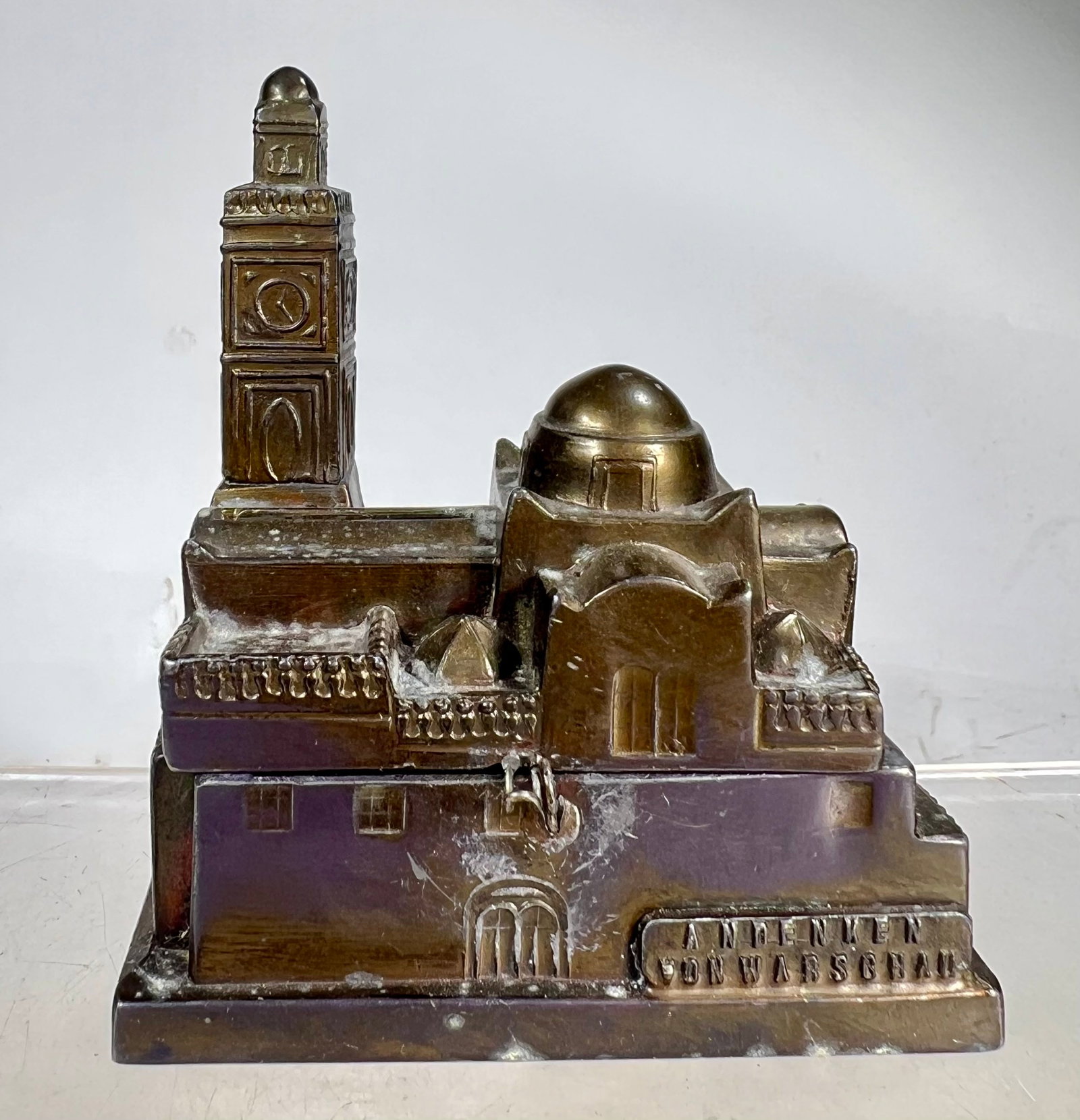 Warsaw Souvenir Bank Bronzed Lead: German 1930 - 3 ¾” T x 3 ¼” W x 2 ?” D