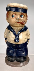 Spelter Sailor with Pipe Still Bank