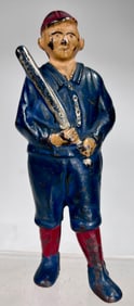 Baseball Player Cast Iron Still Bank Multicolor Version