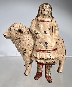 Mary & Her Little Lamb Cast Iron Still Bank