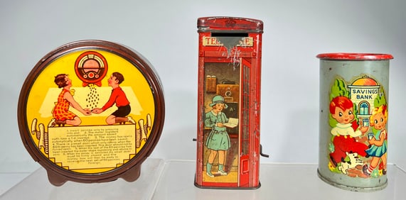 Three Tin Still Banks