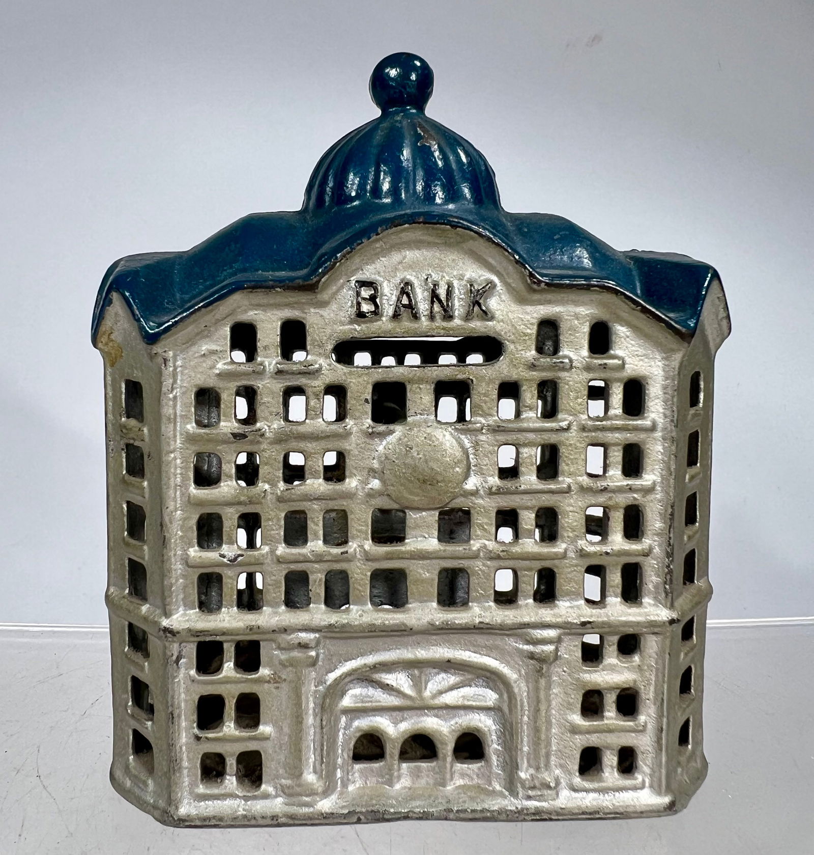 Dome Bank - Largest Size Cast Iron Scarce Blue Roof (1 of 3)