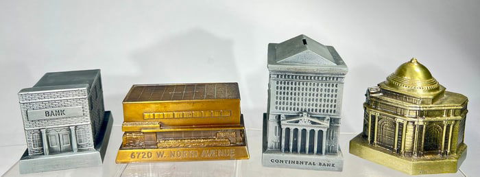 Group of Four Modern Aluminum Building Books