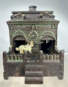 Dog on Turn Table Cast Iron Mechanical Bank