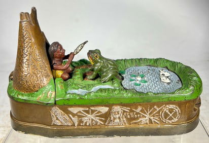 Chief Big Moon Cast Iron Mechanical Bank