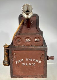 The Pay Phone Cast Iron Bank Scarce Painted Version
