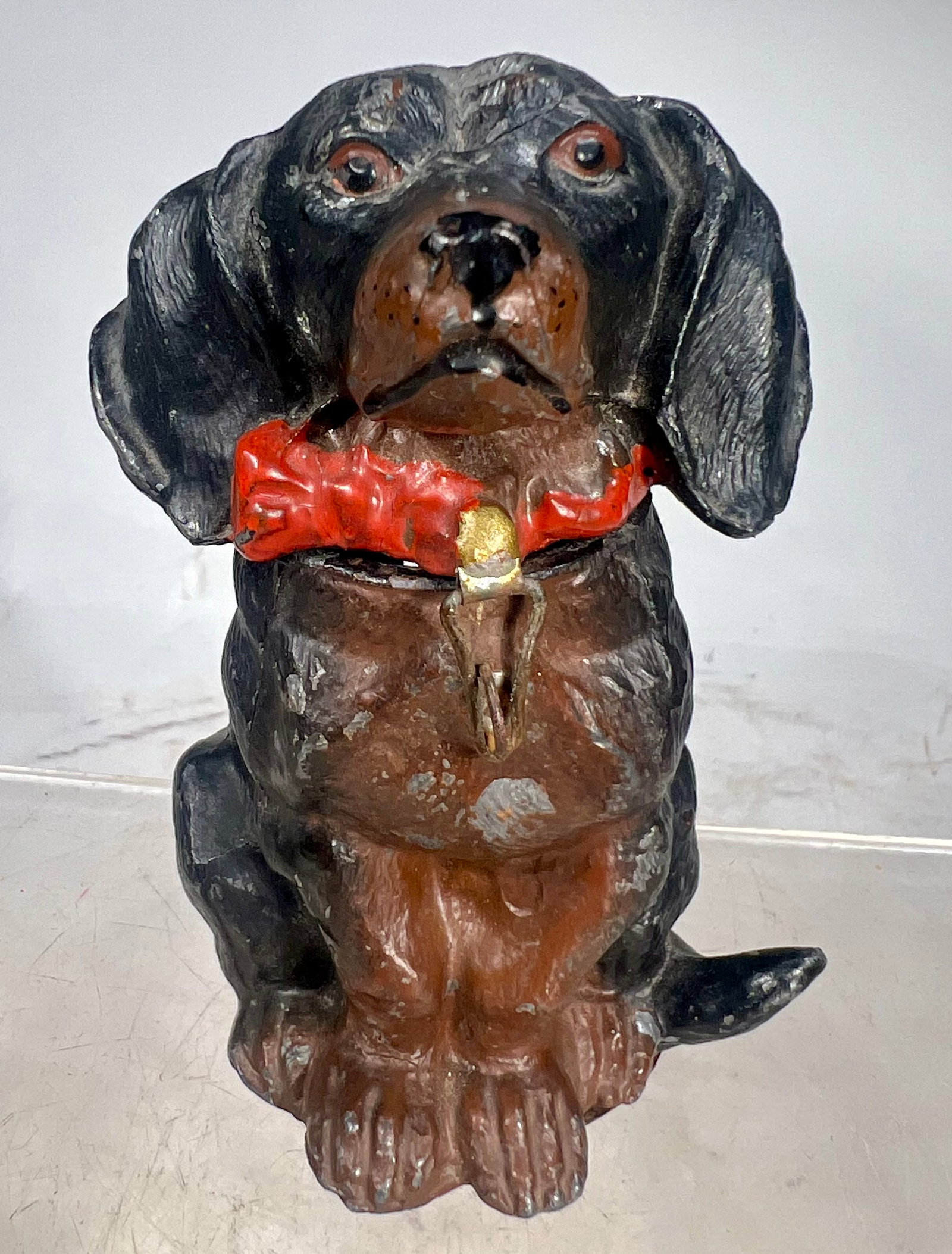 Dachshund Spelter Still Bank: German 1925 - 4 ?” T x 6” W x 2 ¾” D