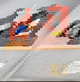 African Mission Alms Box Wood & Composition Book