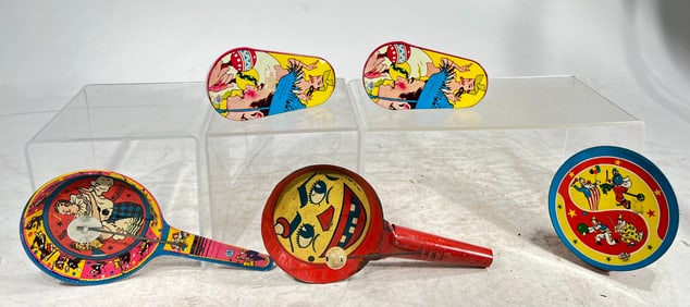 Five Tin Party Noisemakers
