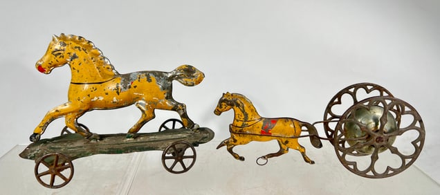 Two American Tin Horse Toys