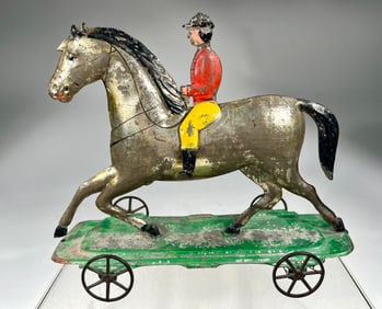 American Tin Horse & Jockey Platform Toy