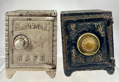 Two Cast Iron Safe Banks