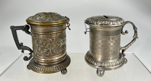 Two Silver Plated Tankered Banks