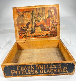 Frank Millers Shoe Blacking Wooden Box