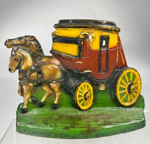 Two Horse Stagecoach Doorstop