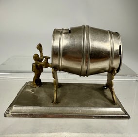 Man by Large Beer Barrel
