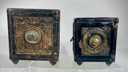 Two Cast Iron Safe Bank; Royal Safe Deposit/Safe Deposit