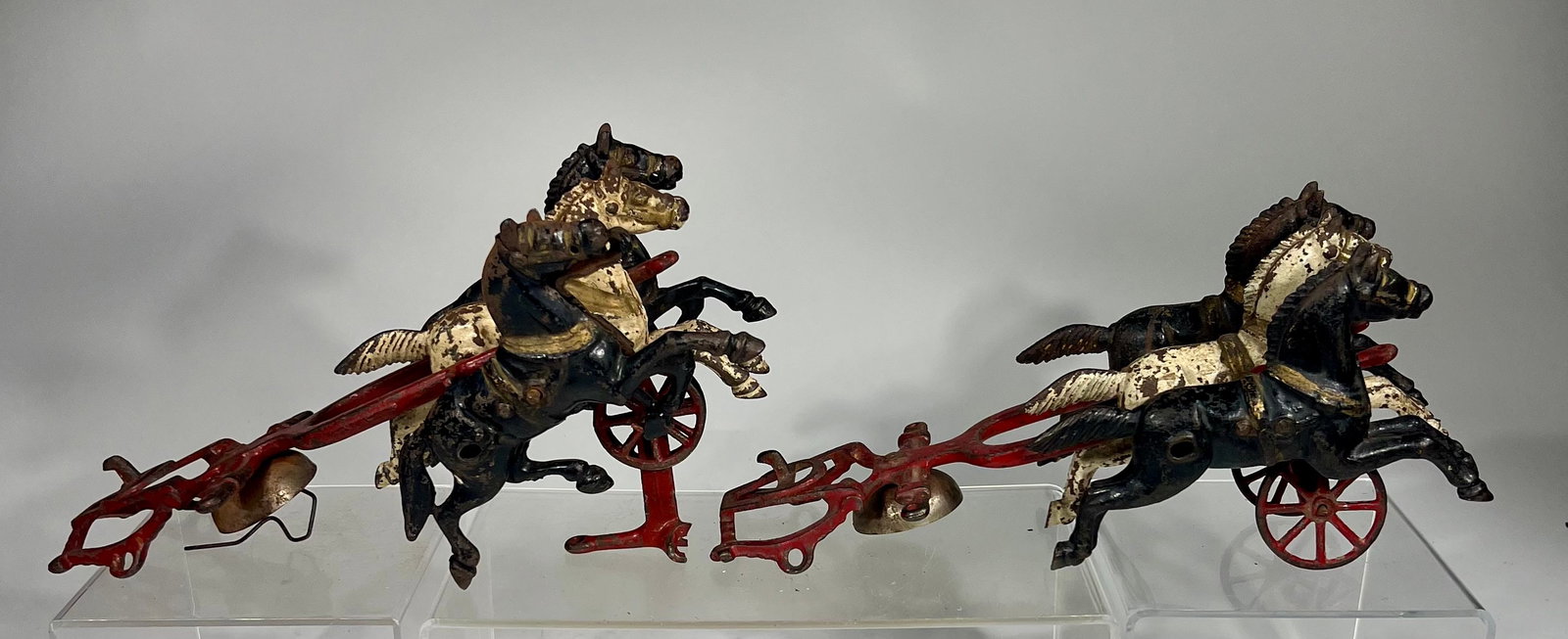 Two Triple Horse Front Ends for Fire Toys: Dent Hardware Fullerton, PA 1915 - 11” L x 4 ½” T x 4” D
