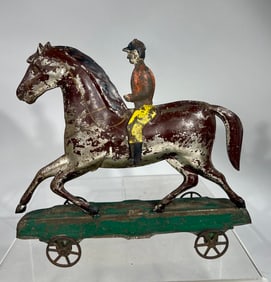 American Tin Horse & Jockey on Platform