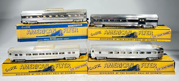 American Flyer S Gauge Passenger Cars - No Color Stripe Chrome Cars #’s 960, 961, 962, and 963