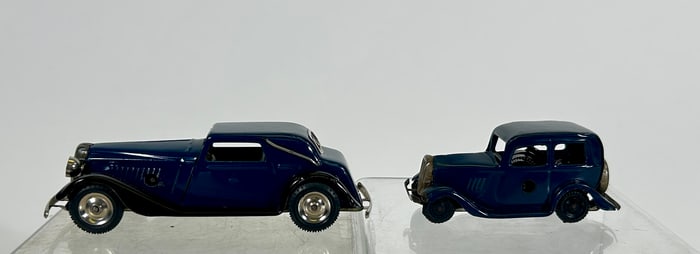 Two Minic Post War Tin Autos