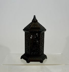 Spaceheater with Birds Cast Iron Still Bank