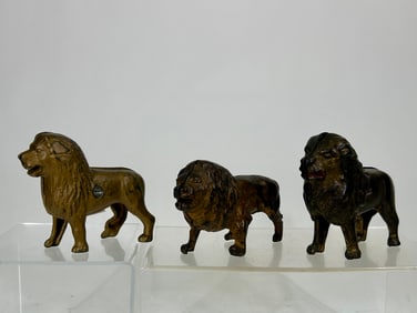 Three Cast Iron Lion Banks
