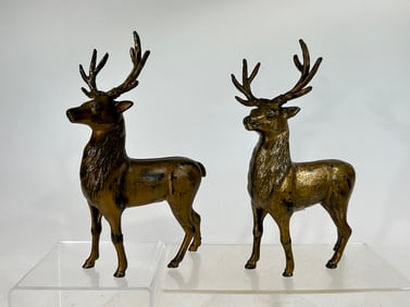 Two Large Cast Iron Stag Banks